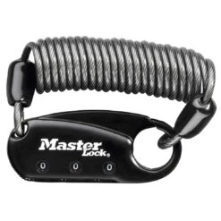 Master Lock KARABINER-SPIRALSCHLOSS SCHWARZ 3 ZIFFERN 90CM KABEL